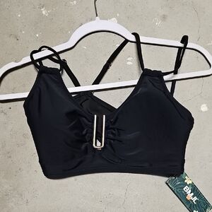 Nwt Black Bikini Top with Center Metallic Accent #155